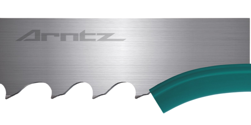 Arntz X-CELL M42 bi-metal bandsaw blade with aggressive tooth geometry for cutting work-hardening alloys and aerospace materials